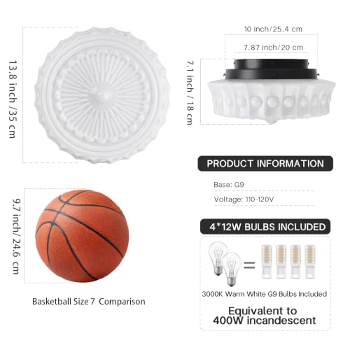 White Milk Glass Ceiling Light Fixture (4 Count)