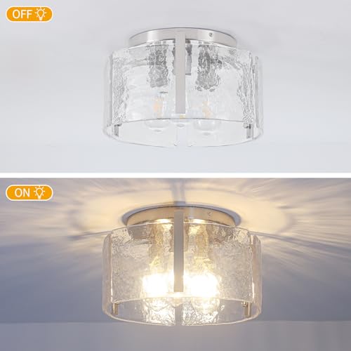 Modern Brushed Nickel Semi Flush Mount Ceiling Light 3 Lights Ceiling Lamp