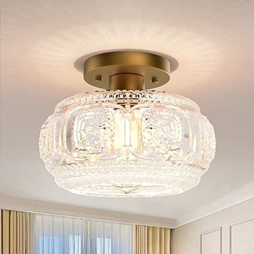 Globe Glass Semi Flush Mount Ceiling Light Fixture