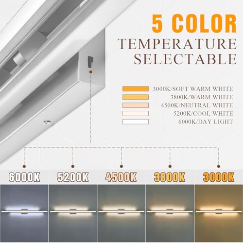 55 Inches Nickel LED Modern Bathroom Vanity Light Fixtures Dimmable 5CCT Vanity Light Bar Over Mirror 3