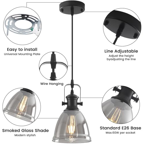 Black Pendant Lights Kitchen Island 2 Pack (2 Count)
