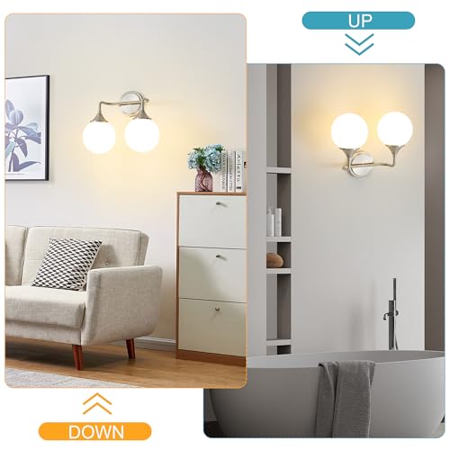 Brushed Nickel Bathroom Light Fixtures Over Mirror Vanity 2 (2 Count)