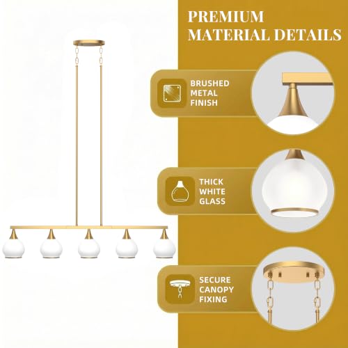 Brushed Gold Kitchen Island Linear Pendant Light