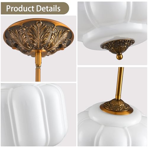 10 Inch Vintage Milk Glass Ceiling Light Fixture