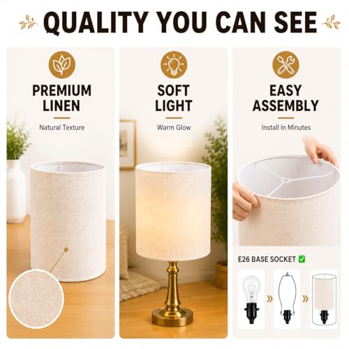 Qvteken Drum Lamp Shades Set of 2 for Table Lamps