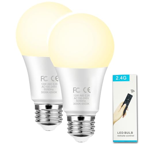 12W A60 Smart Light Bulb with a 2.4GHz Remote Control (2 Count)