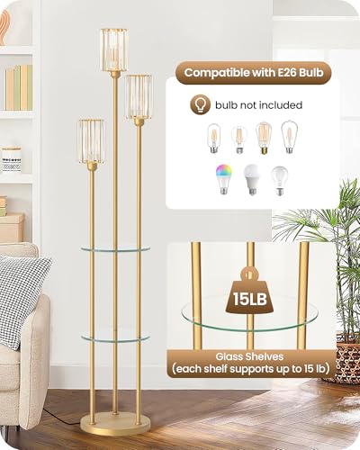 Gold Floor Lamp with Shelves
