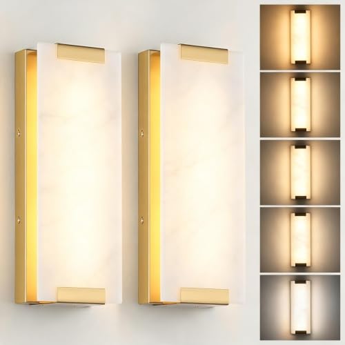 Hardwired Modern Gold LED Wall Sconces Indoor Wall Light Fixtures (2 Count)