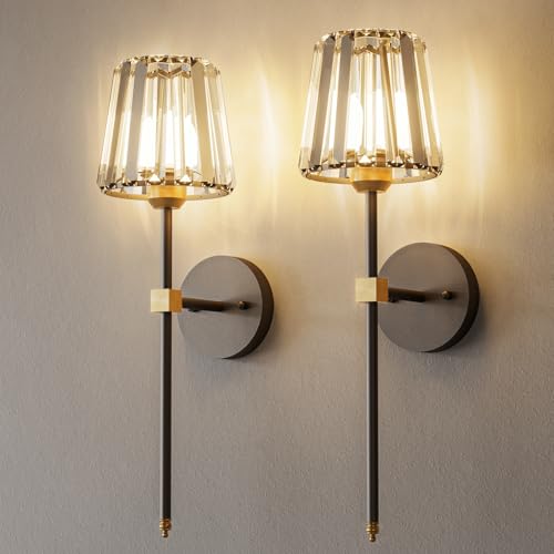 Crystal Battery Operated Wall Sconces Set of 2 (2 Count)