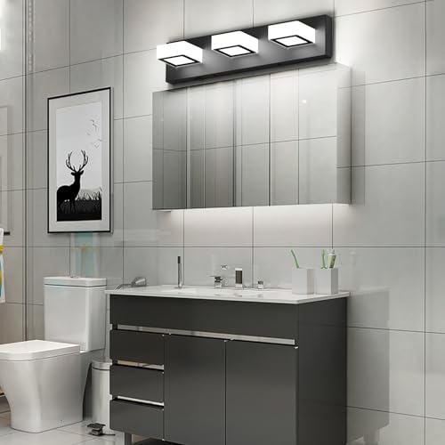 5 Color Temperature Modern LED Black Bathroom Vanity Lights Dimmable Acrylic Modern Black Bathroom Wall Lighting Fixtures