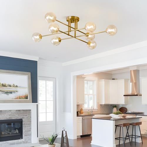 Gold Mid Century Modern Sputnik Flush Mount Ceiling Light 8