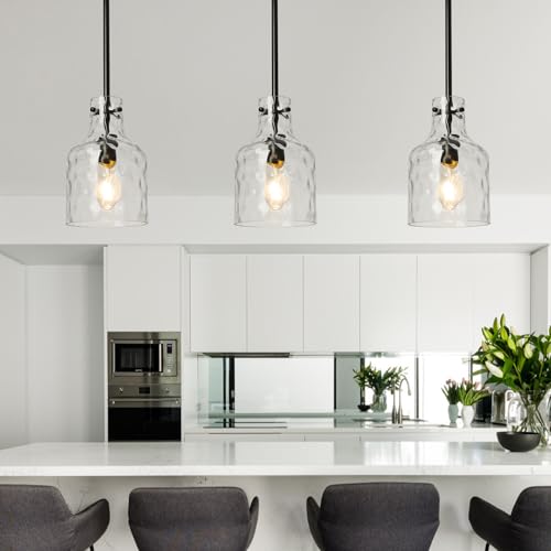 Industrial Glass Pendant Lights for Kitchen Island
