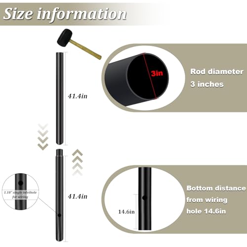 3" x 84" Black Outdoor Light Post