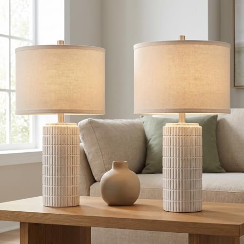 23'' Set of 2 Modern Ceramic Table Lamps for Living Room Bedroom (2 Count)