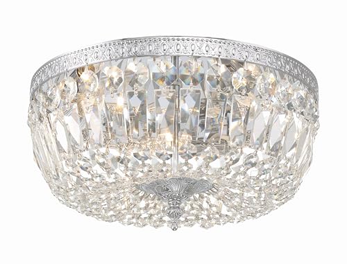3 Light Spectra Crystal Polished Chrome Flush Mount