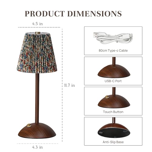 Small Vintage Cordless Table Lamp