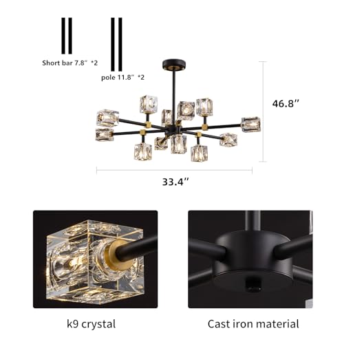Modern Crystal Chandelier with 12 Lights
