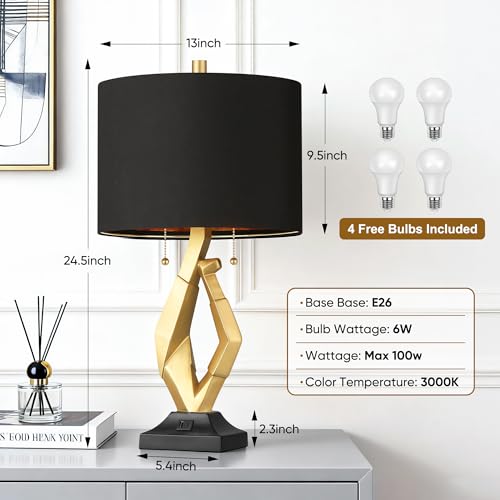 Modern Black and Gold Lamp Set of 2 (2 Count)