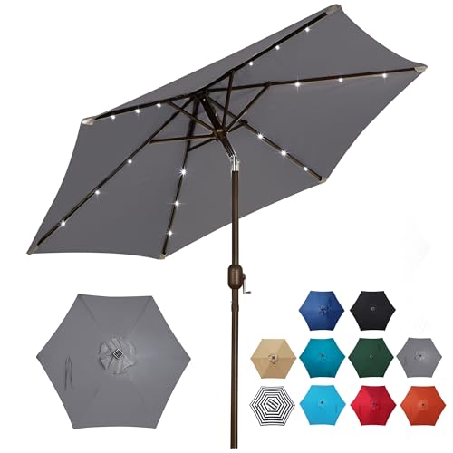 7.5 ft Solar Umbrella 18 LED Lighted Patio Umbrella Table Market Umbrella