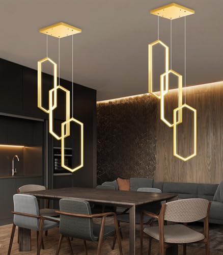 3 Rings Dimmable Pendant Lighting Adjust LED Mini Chandelier Ceiling Light Fixtures for Kitchen Island Dining Room Living Room Bedroom Gold