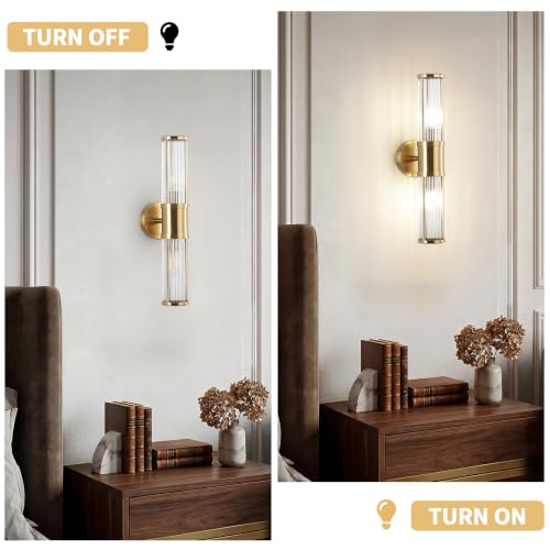 Brushed Brass Wall Sconces Set of 2