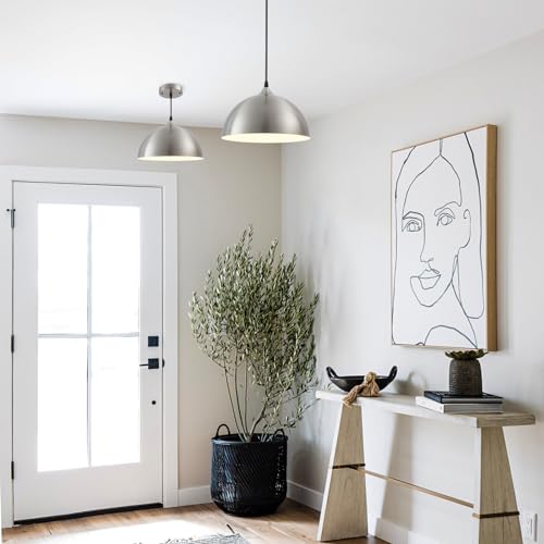 Brushed Nickel Industrial Pendant Light 11.8inches 2 Packs (2 Count)