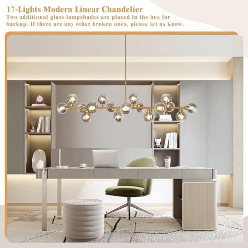 75'' Gold Linear Chandeliers for Dining Room Modern Extra Large Chandelier