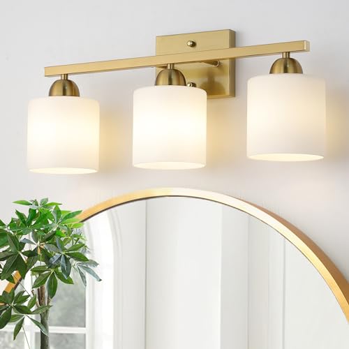 Stainless Steel Milk Glass Vanity Lights for Bathroom