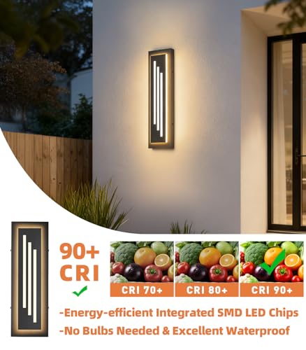 15.7'' LED Outdoor Wall Lights Modern Black Indoor Wall Sconce Lighting