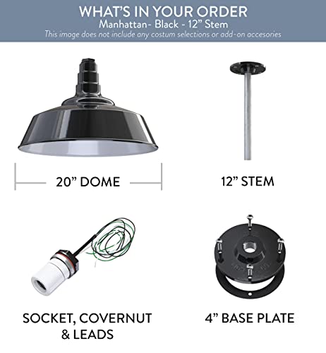 Industrial Pendant Light 20 Inch Extra Large Steel Warehouse Dome