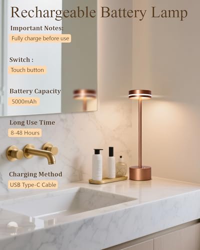 2 Pack LED Cordless Table Lamp Rechargeable (2 Count)