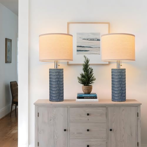 20.5" Modern Ceramic Table Lamps for Bedroom Set of 2 (2 Count)