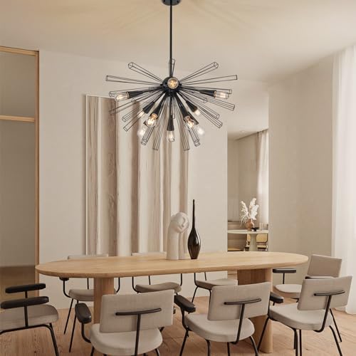 10 Light Black Sputnik Chandeliers