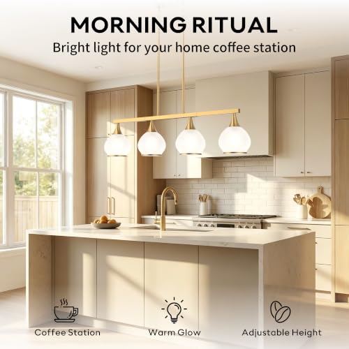 Brushed Gold Kitchen Island Linear Pendant Light