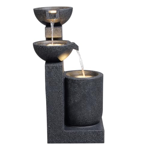 Black Modern Tiered Bowl Fountain