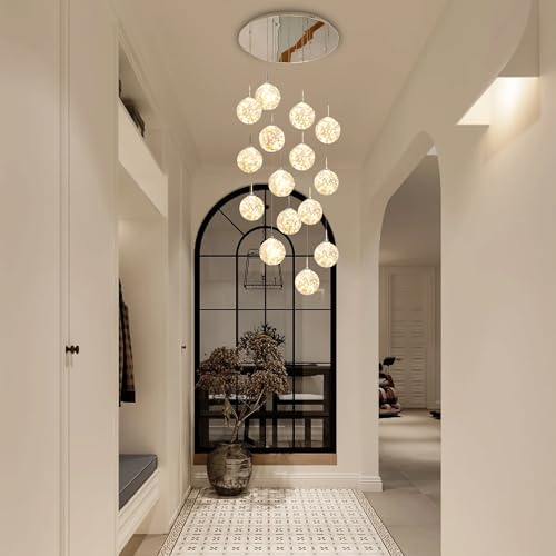 15 Light Foyer Chandeliers for High Ceilings LED Staircase Chandelier Large Chandeliers for High Ceilings (127 Count)