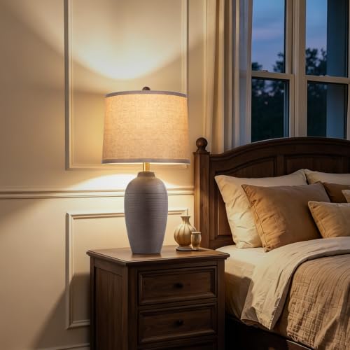25" Farmhouse Ceramic Table Lamp for Bedroom Living Room
