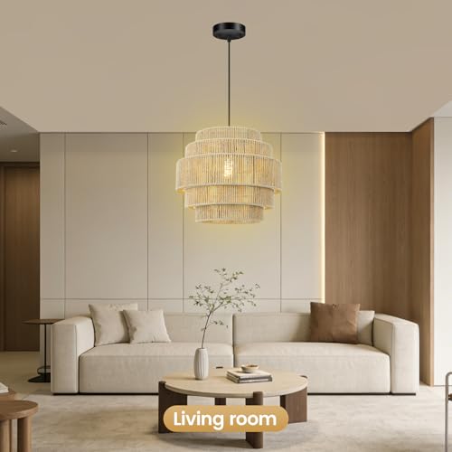 Boho Rattan Chandelier Light