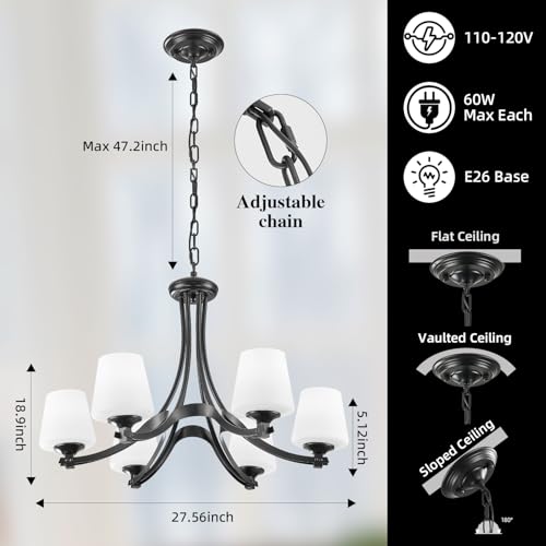 6 Light Modern Black Chandeliers