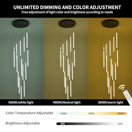 Modern 15 Light LED Chandelier for High Ceilings