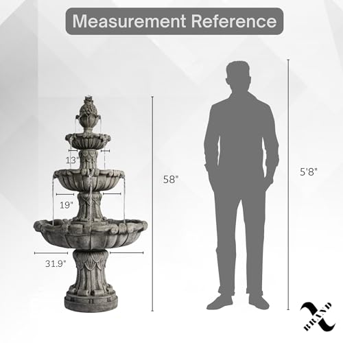 Large Outdoor Electric Bird Bath Fountain 58.3"