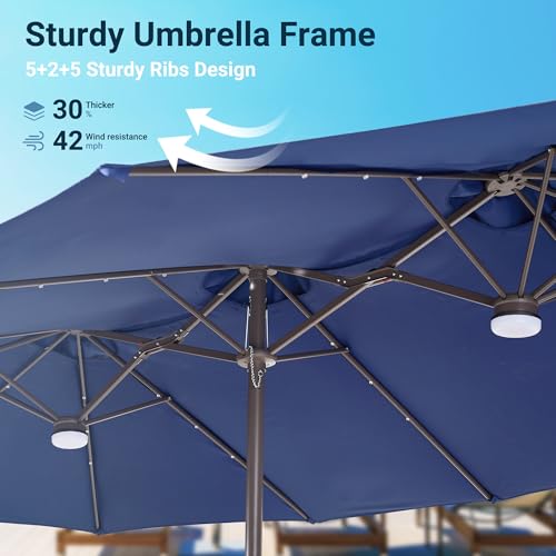 15 Ft Umbrella Outdoor Patio Solar Lights With Base