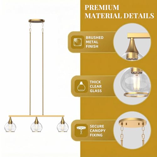 Brushed Gold Kitchen Island Linear Pendant Light
