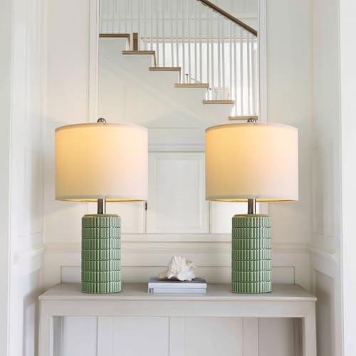 20.75" Small Modern Ceramic Table Lamps Set of 2 for Bedroom (2 Count)