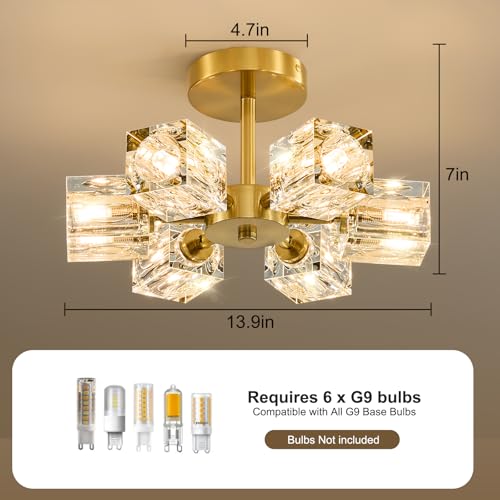 Sputnik Crystal Semi Flush Ceiling
