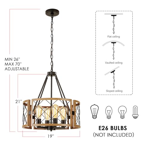 D19'' Farmhouse Chandelier for Dining Room