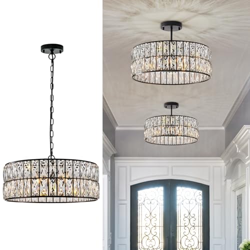 Black Crystal Chandelier 18" 6