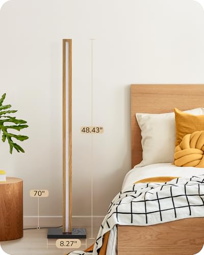 48.43" Wooden LED Corner Floor Lamp with Remote