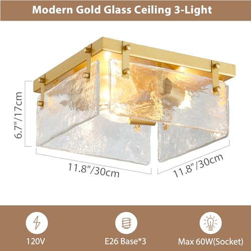 Close to Ceiling Light Fixture Gold Chandelier Modern Farmhouse Flush Mount Ceiling 3