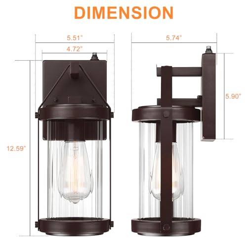 Dusk Dawn Sensor Outdoor Wall Sconce Brown Exterior Porch Lantern